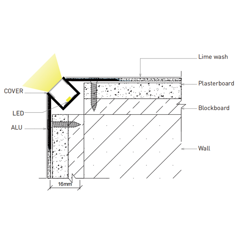 Plaster In LED Outside Corner Trim For 10mm Tape Light Plaster In LED Outside Corner Trim For 10mm Tape Light
